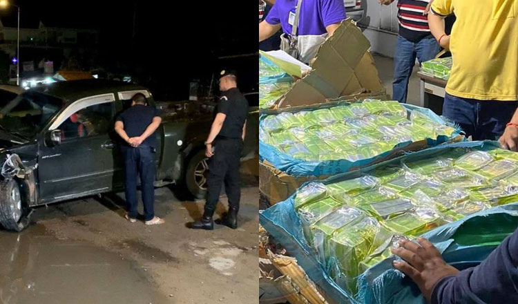 交通事故後、陸軍のナンバー が付いた車から 200 kg の薬物を発見
