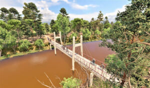 世界遺産のタケウ寺院遺跡近くに自転車専用橋を設置