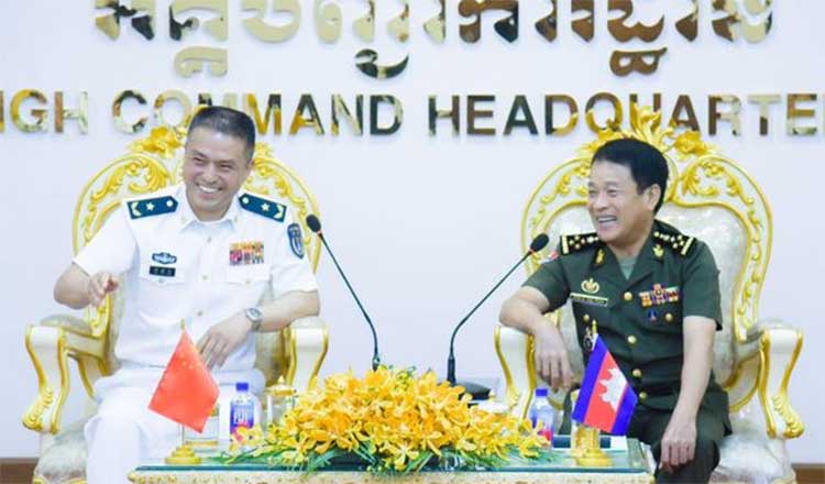 カンボジア最高司令官　中国海軍訪問の上級代表団を訪問