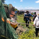 カンダル州　川や湖への違法漁業の強制捜索、違法漁具を焼却