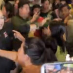 プノンペンで麻薬犯罪対策警察が男を逮捕しようとして乱闘