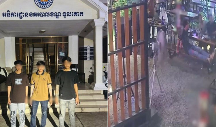 プノンペン レストランで騒ぎを起こし3人逮捕