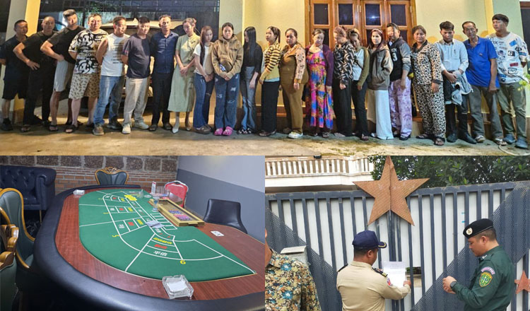 コンポンスプー 違法賭博摘発で中国人とカンボジア人ら22人を逮捕