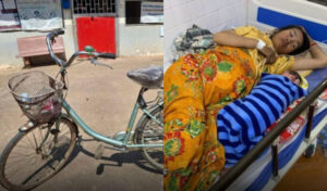 出産のため一人で20キロを自転車で走る母親は強し