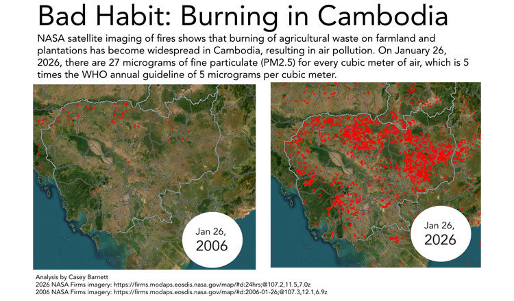 米国商工会議所長、カンボジアの農業廃棄物焼却の「悪い習慣（野焼き）」が大気汚染に