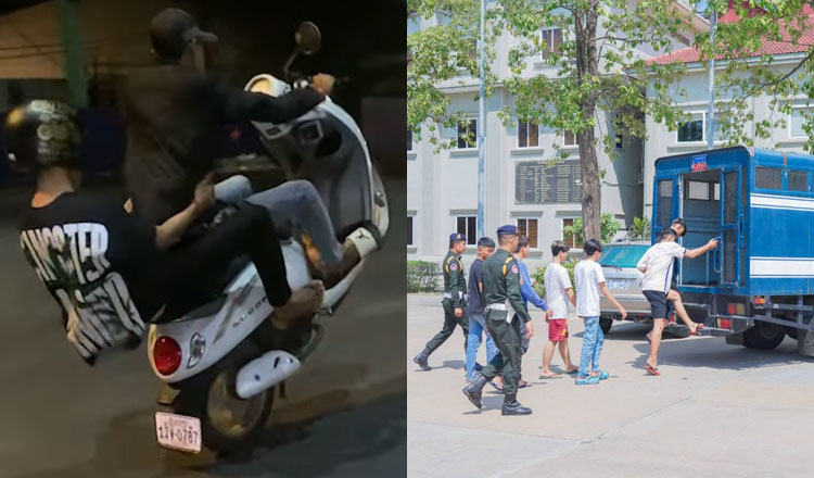 プノンペン　十代の不良少年たちの暴走行為及び暴行で検挙