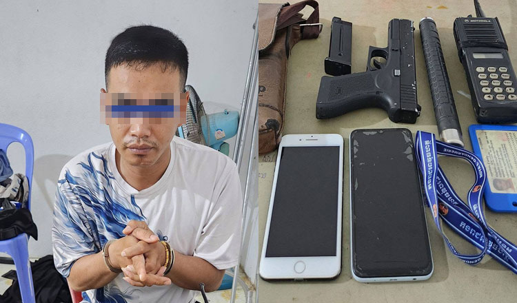 プノンペン　交通事故中に銃を振り回した男を逮捕