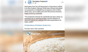 カンボジア、タイの報告を受けて米の生産量増加を明らかに