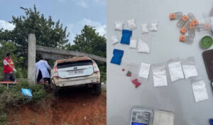 モンドリキリ　中国人が車を衝突させた後、コカインが発見